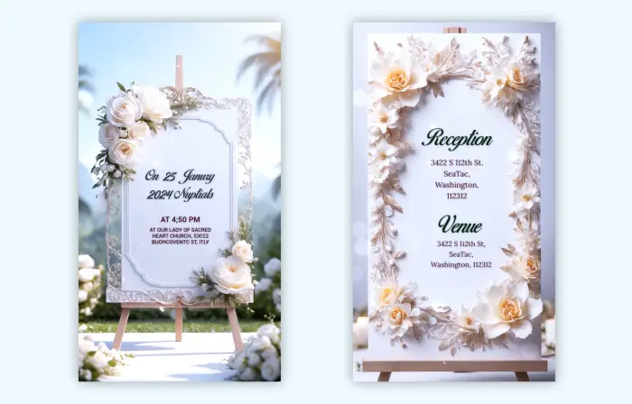 Classy Floral 3D Wedding Invitation Instagram Story